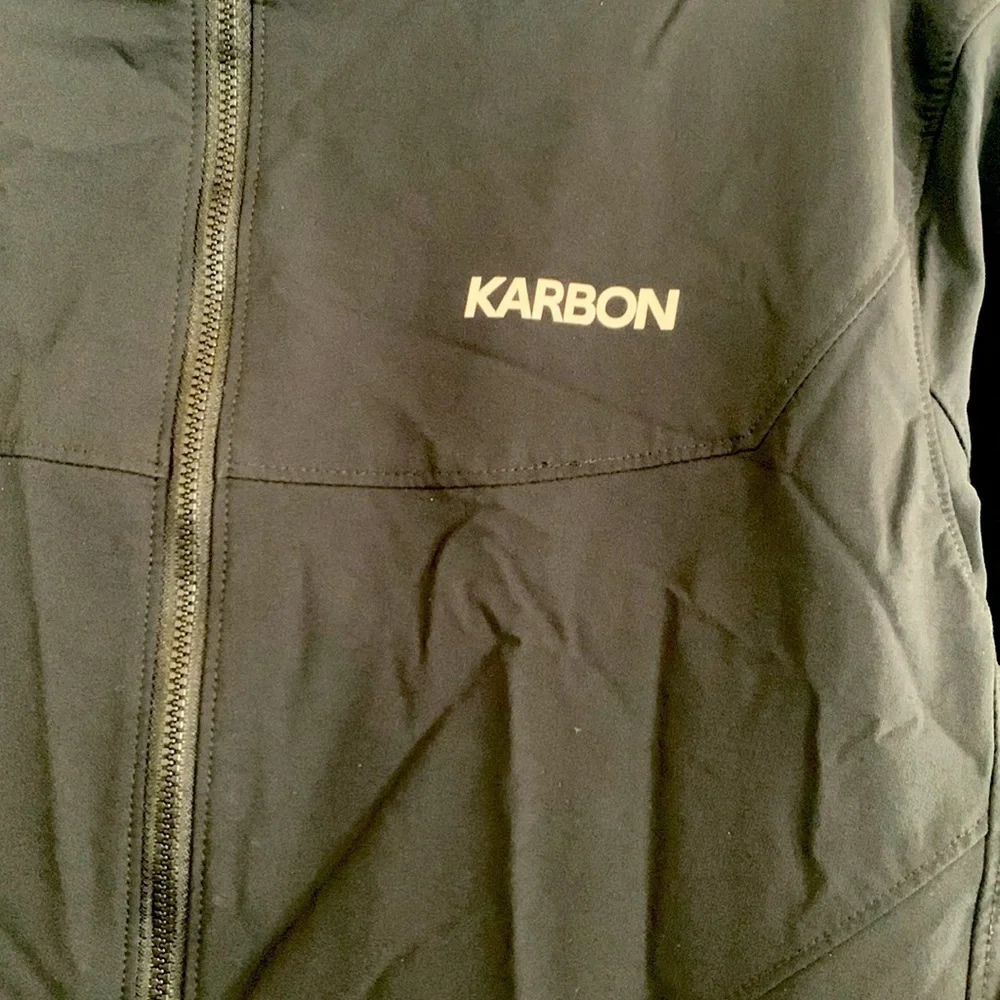 Karbon Men’s Performance Shell Jacket with Hood Black Lightweight Size Large